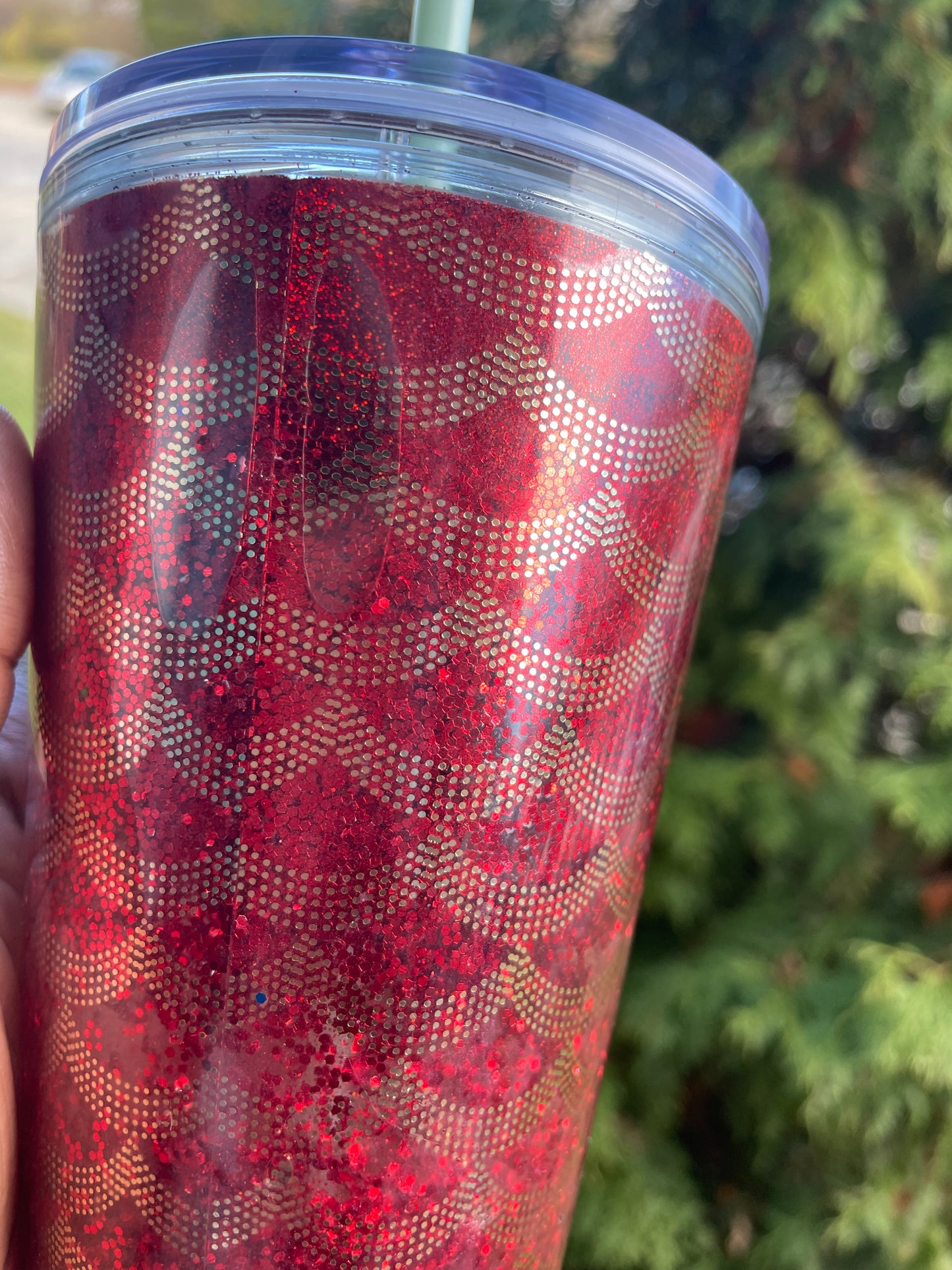 Valentine Starbucks Glitter Tumbler - Red & Gold