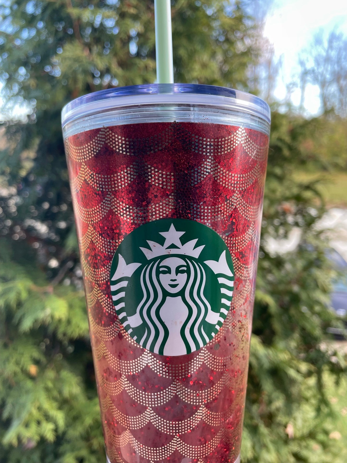 Valentine Starbucks Glitter Tumbler - Red & Gold