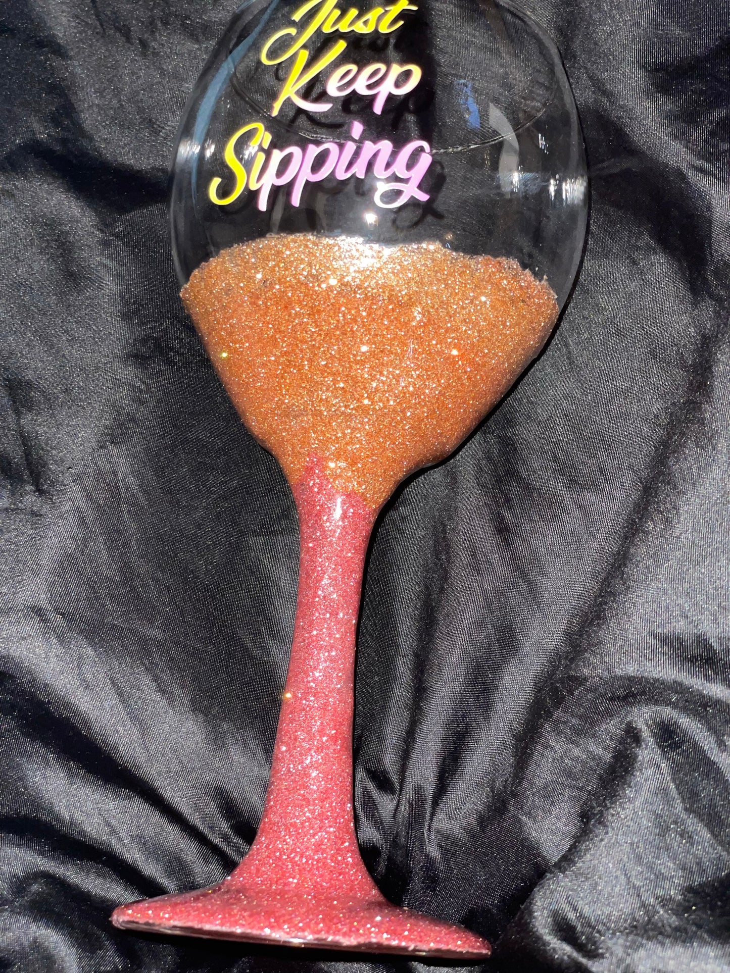 JKS- Rose Gold Glittered Stem Wine Glasses