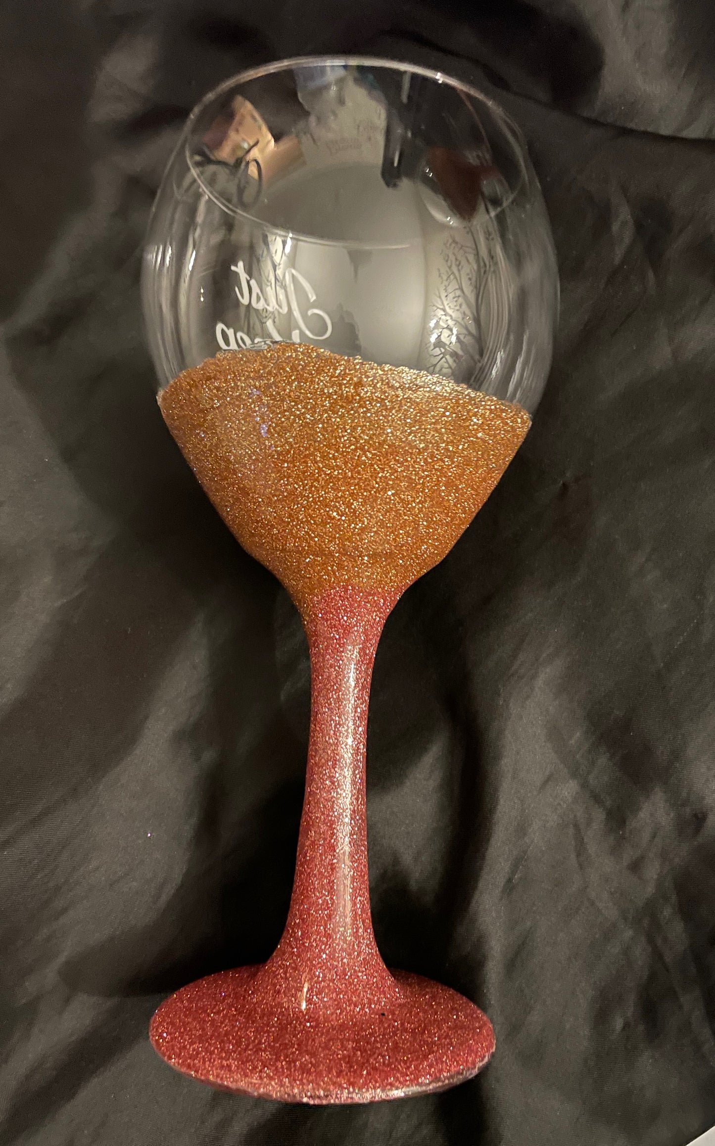 JKS- Rose Gold Glittered Stem Wine Glasses