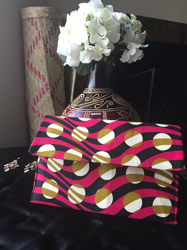 Authentic Handmade East African Clutch - Multi-Colored Pink
