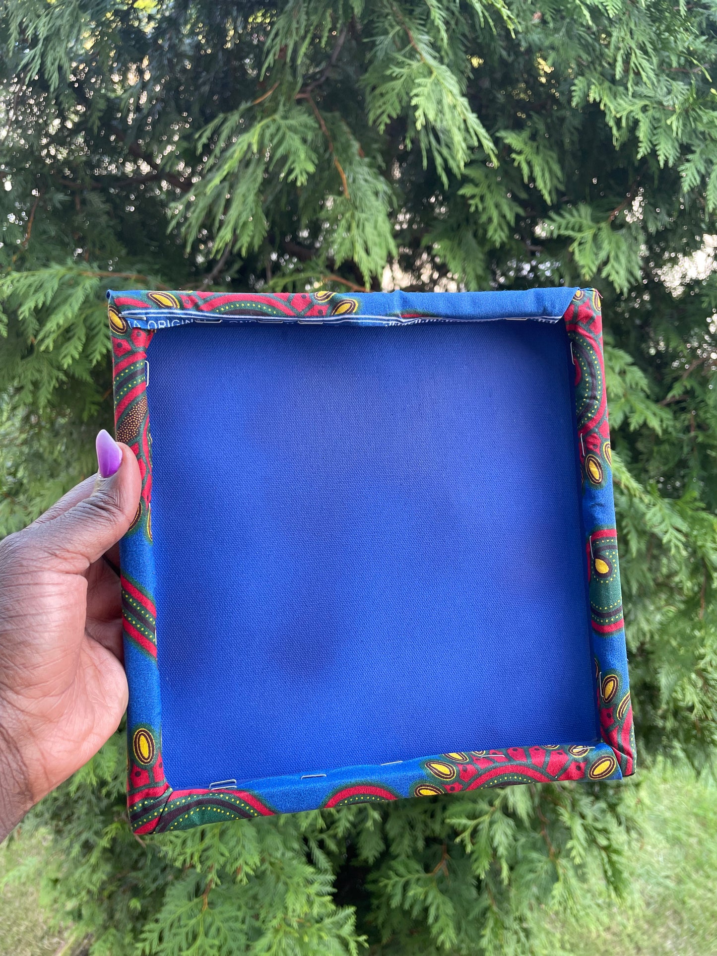 African Ankara Karibu (Welcome) Sign-Dark Blue