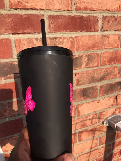 Sunrise Flower Starbucks Matte Black Cold Cup