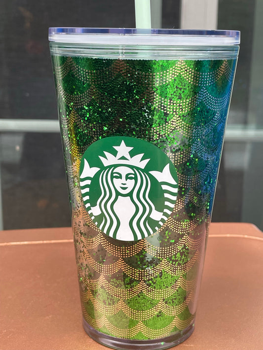 Starbucks Glitter Tumbler - Green & Gold