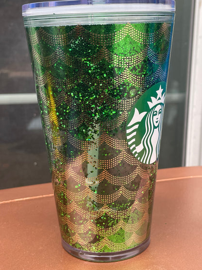 Starbucks Glitter Tumbler - Green & Gold