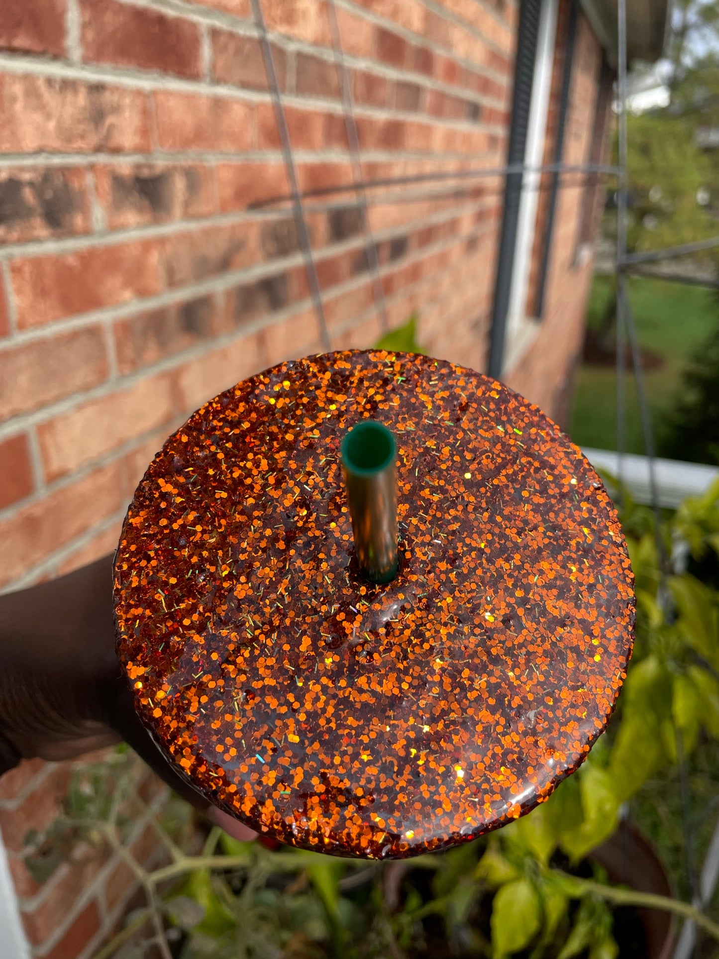 Fall/Autumn Snow Globe Glitter Venti Starbucks Tumbler w/Glitter Lid