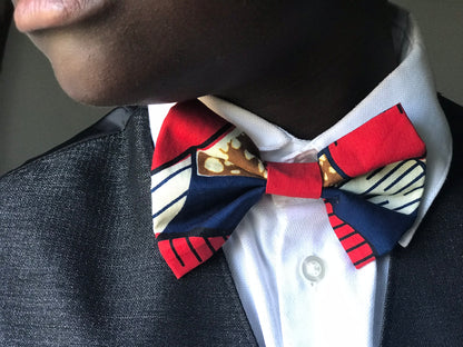 Red, Blue & White Authentic Handmade East African Bow Tie