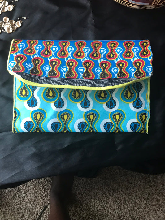 Authentic Handmade East African Clutch- Multi-Colored Blue