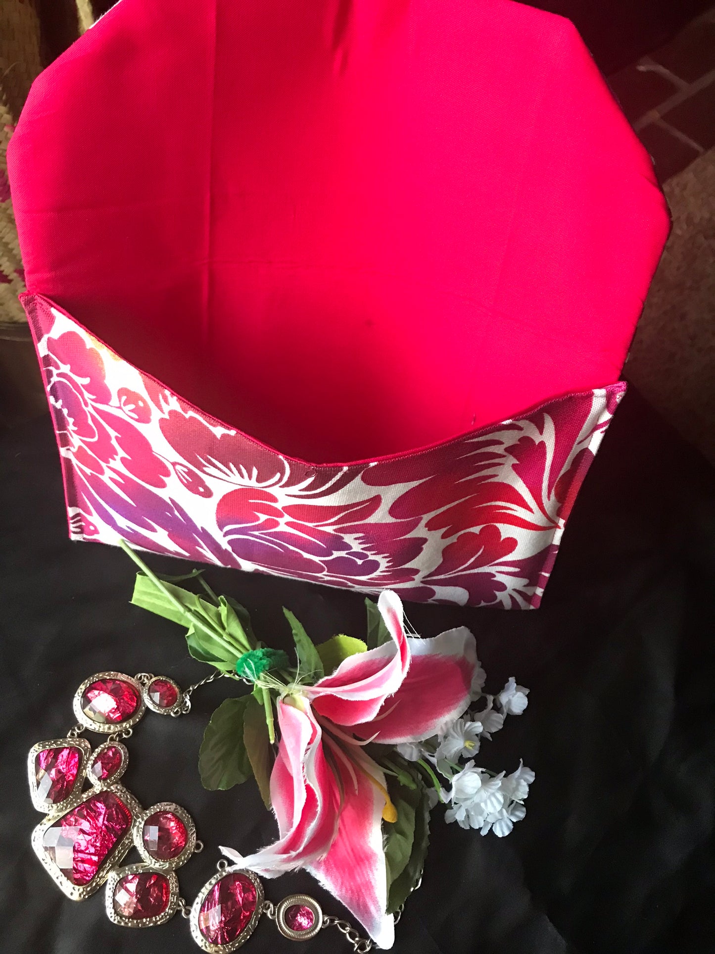 Handmade Floral Clutch - Multi-Colored Pink