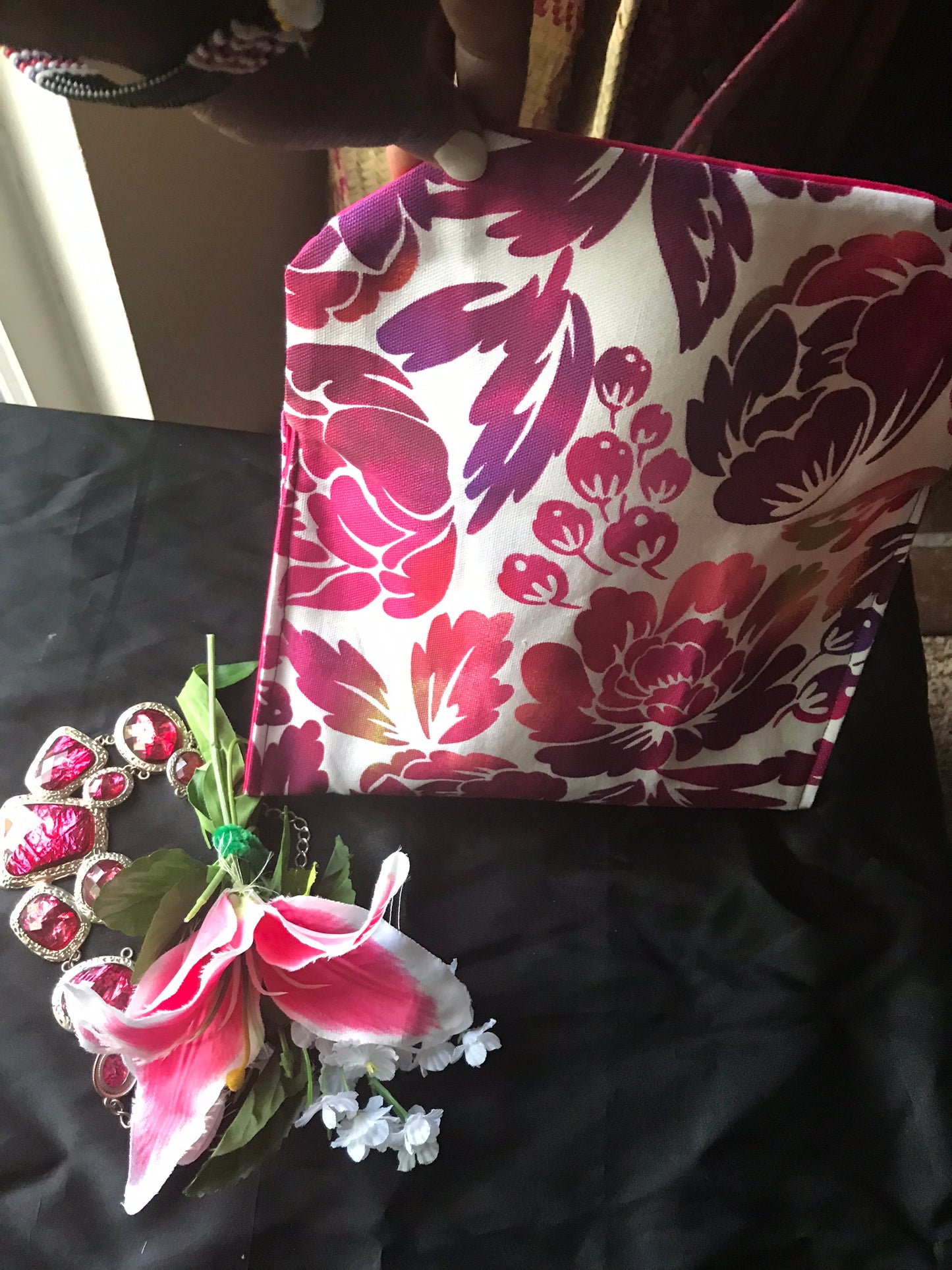 Handmade Floral Clutch - Multi-Colored Pink
