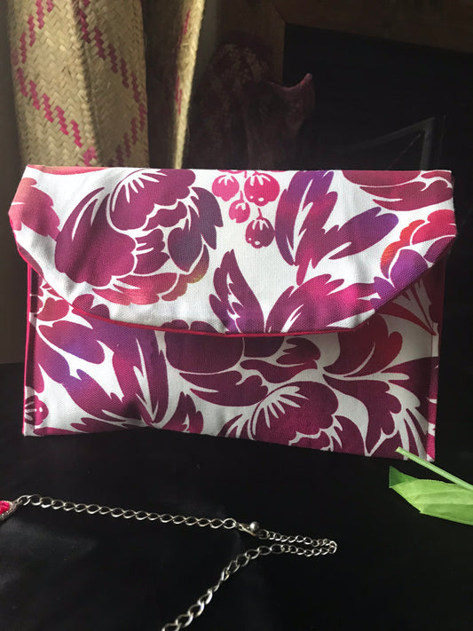 Handmade Floral Clutch - Multi-Colored Pink