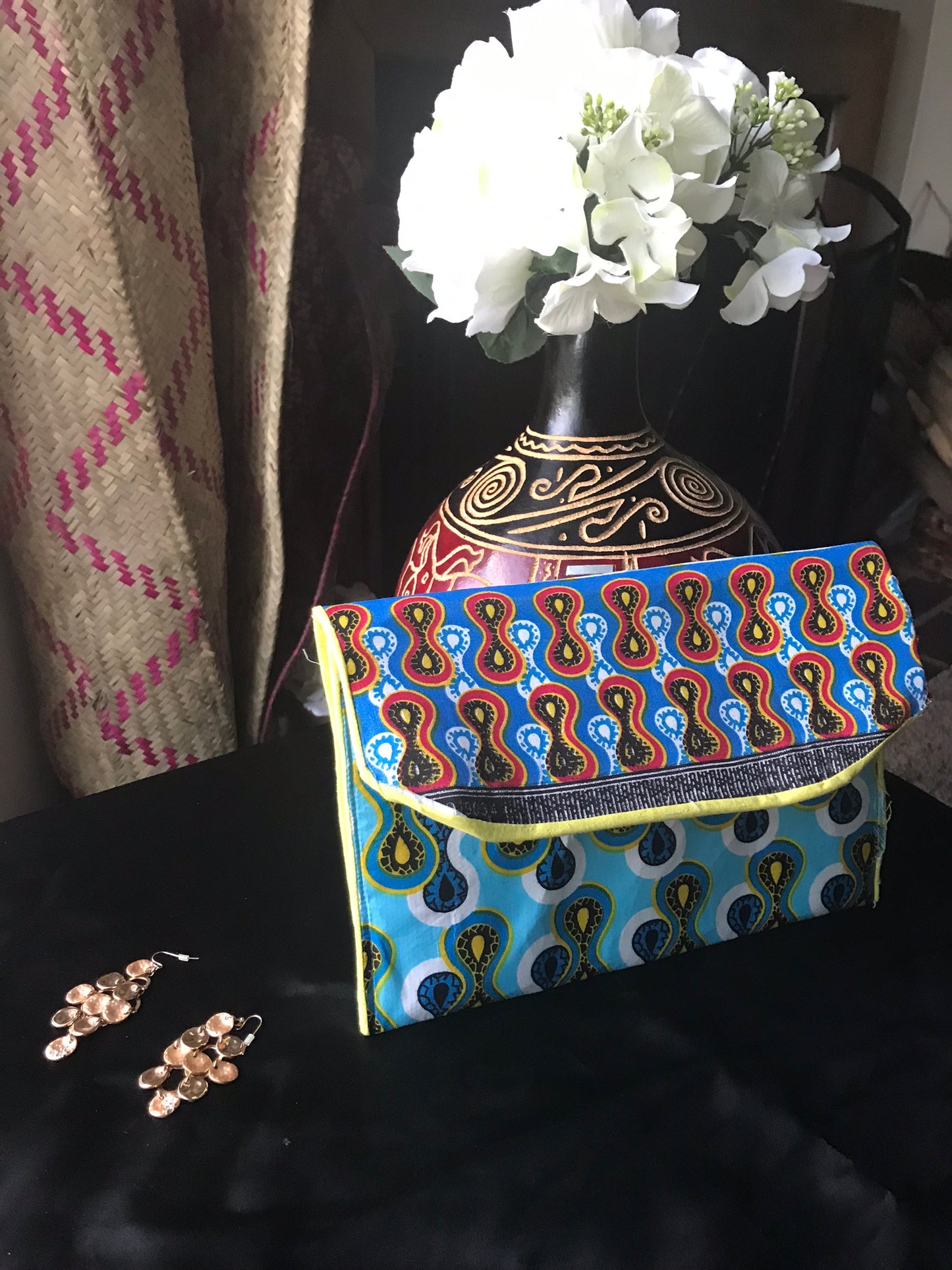 Authentic Handmade East African Clutch- Multi-Colored Blue