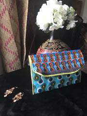 Authentic Handmade East African Clutch- Multi-Colored Blue