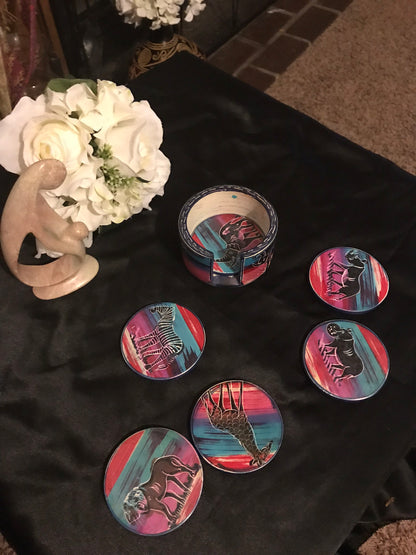 East African Multi-Colored Soap Stone Coasters
