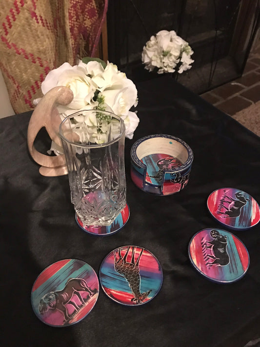 East African Multi-Colored Soap Stone Coasters