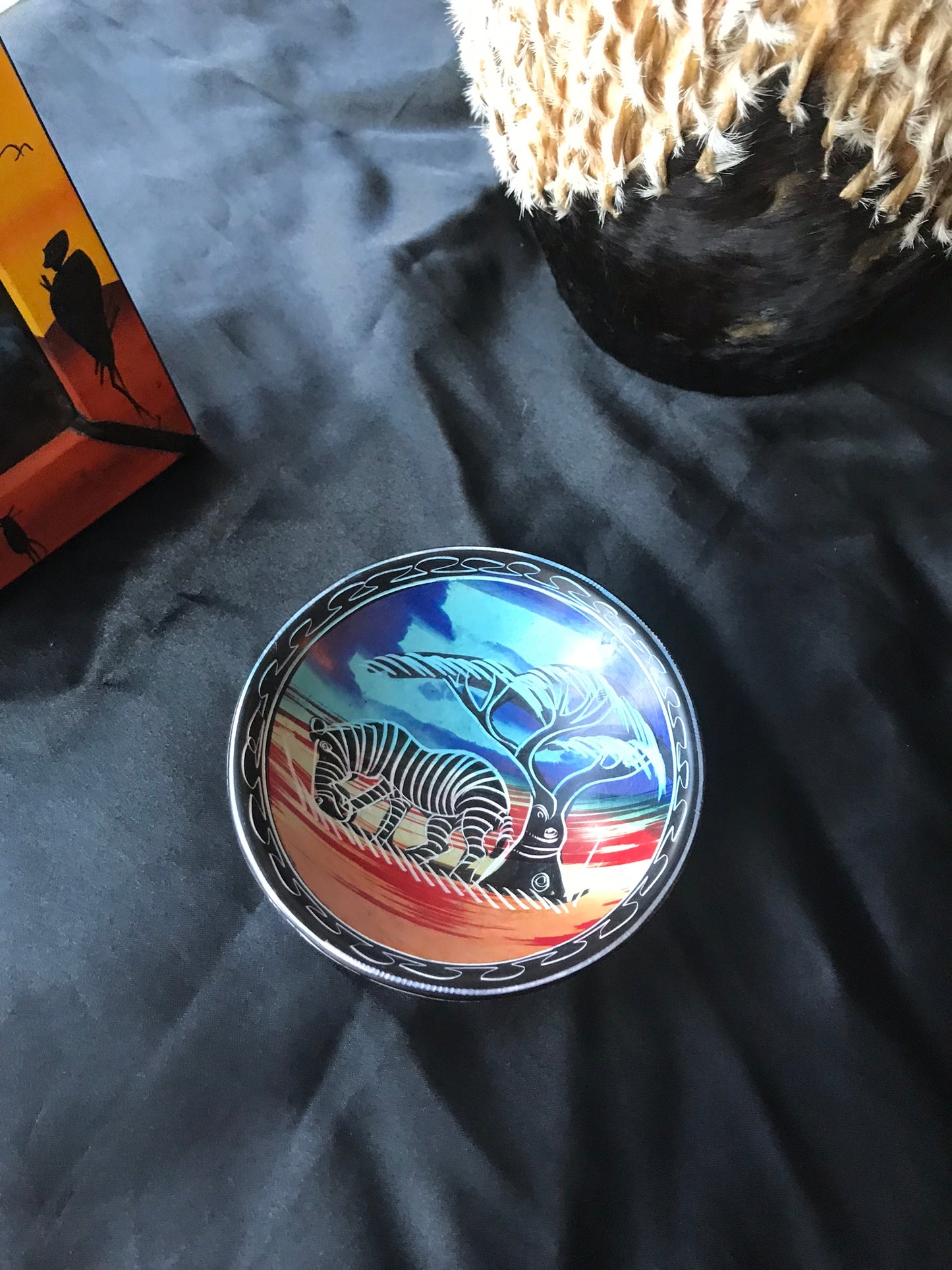 East African Multi-Colored Soap Stone Decorative Bowl- Zebra