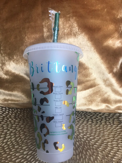 Leopard Personalized Starbucks Cold Cup