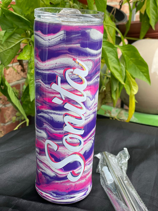 Purple & Pink Swirl/Marble Tumbler Active