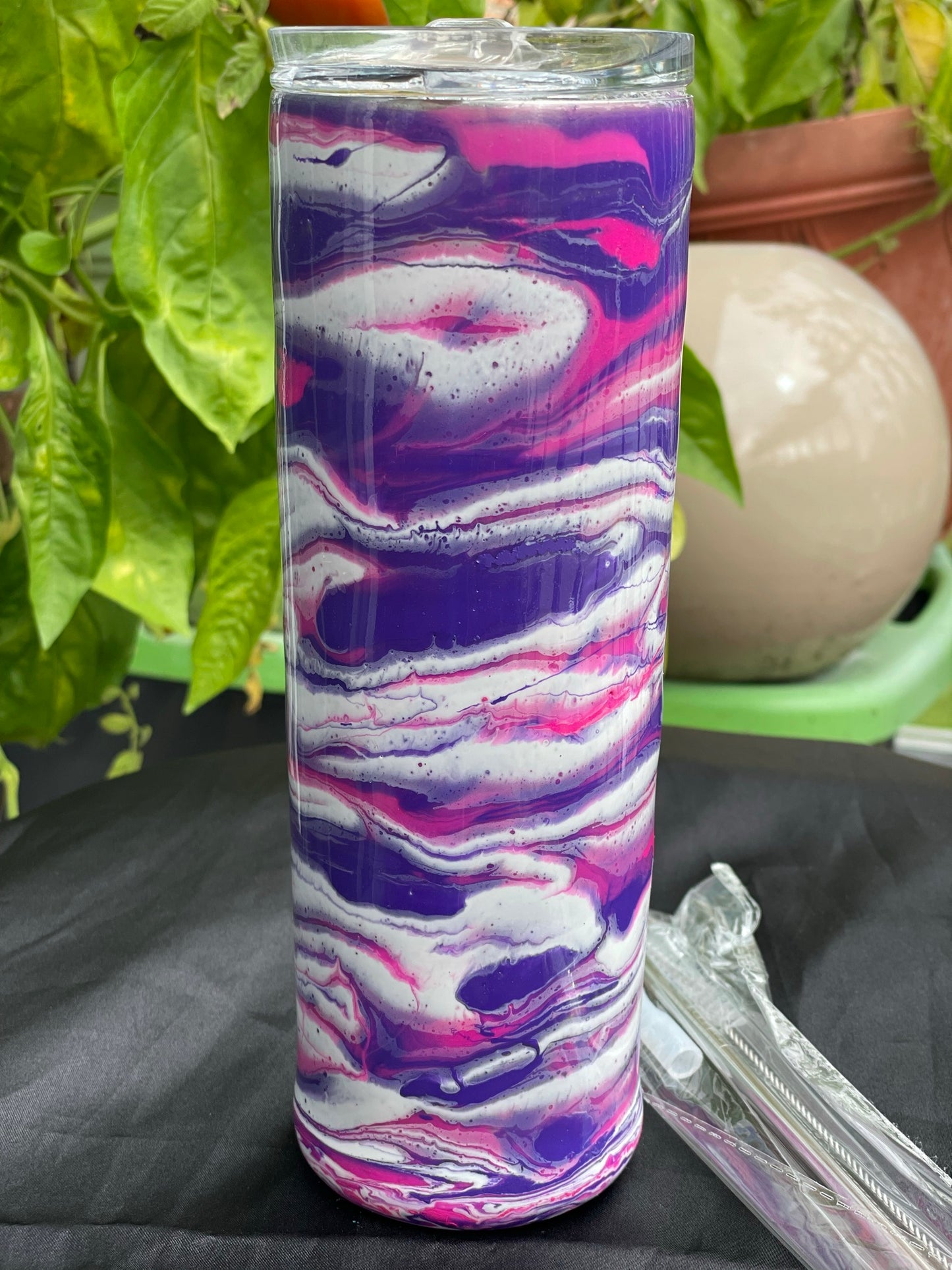 Purple & Pink Swirl/Marble Tumbler Active