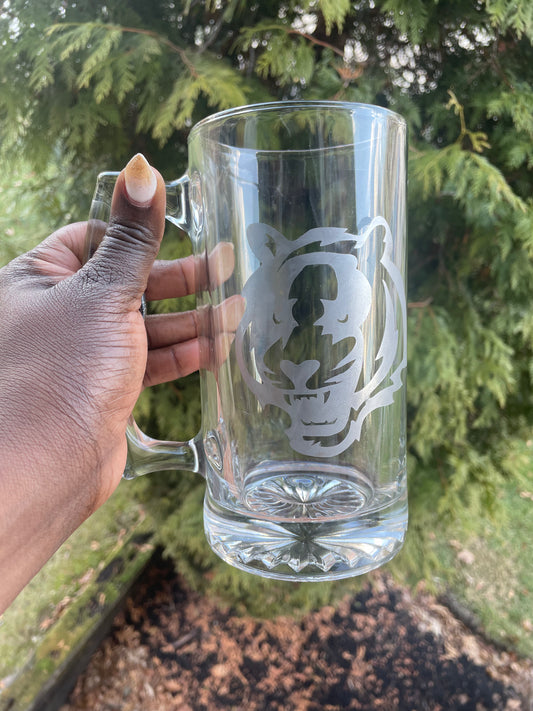 Etched Large Bengals Beer Glass