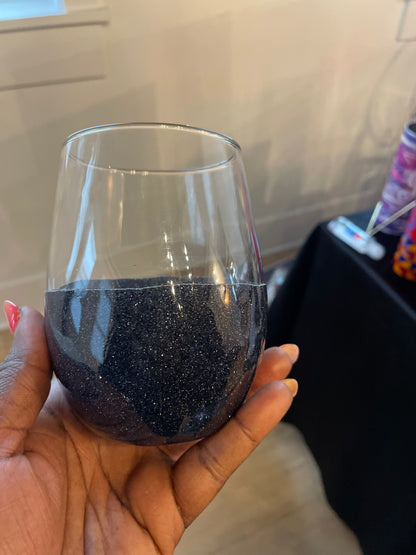Plant Based Peek a Boo Gold Glitter Wine Glass