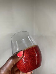 Red w/Gold Glittered Wine Glasses