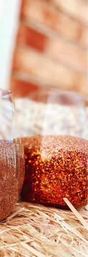 Amber w/Gold Glittered Wine Glasses