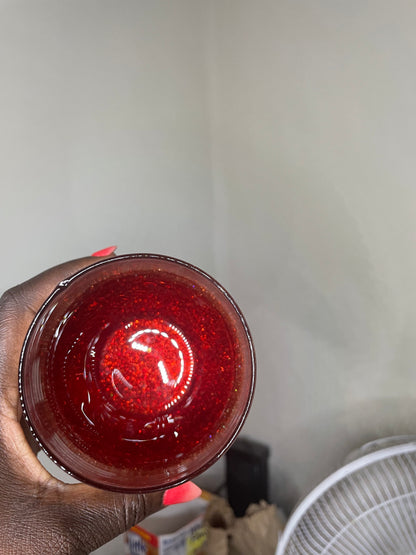 Red w/Gold Glittered Wine Glasses