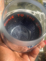 Etched Bengals Peek a Boo Wine Glass