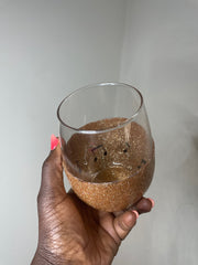 Music Peek a Boo Gold Glitter Wine Glass